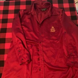 Red satin Ralph Lauren sleep shirt